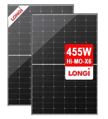 Panel solar monocristalino Longi Hi-Mo 6 LR5-54HTH 445-455W con una sola celda de vidrio