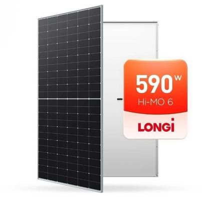 182mmx182mm Celular Longi Hi-Mo X6 590W 595W 600W 144 Modulo solar de media célula LR5-72HTH