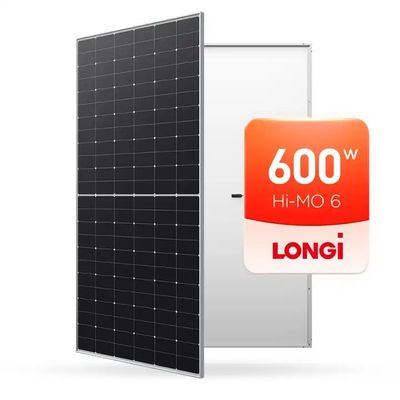 Panel solar monocristalino Longi Hi-MO X6 LR5-72HTHF 565W-600W y caja de unión IP68