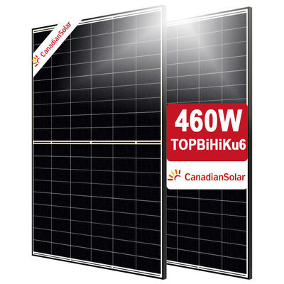 Bifacial de doble vidrio canadienseSolare TOPBiHiKu6 430 435 440 445 450 455 460W Tipo N TOPCon Tech 108 Células para el Sistema Solar